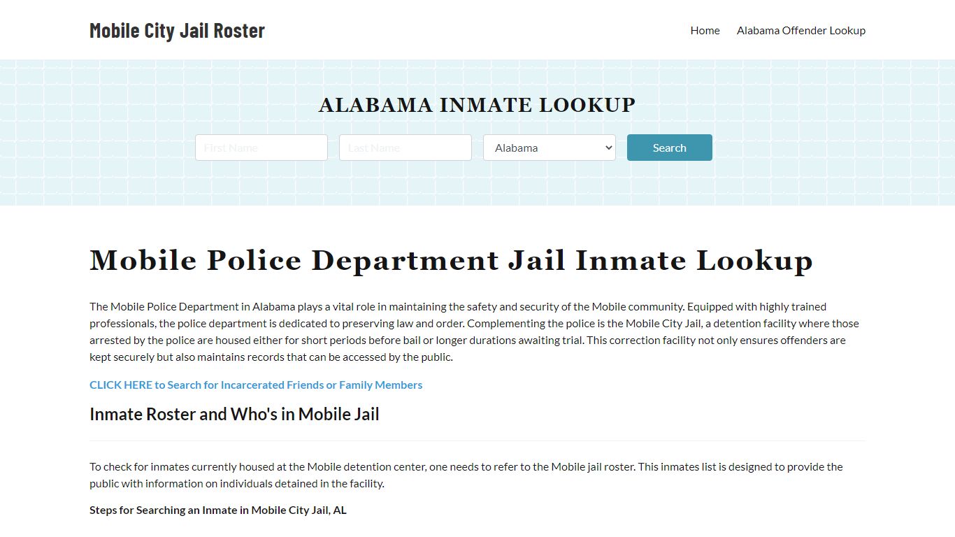 Mobile Police Department & City Jail, AL Inmate Roster, Arrests, Mugshots