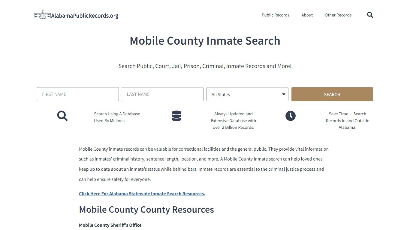 Mobile County Inmate Search - Current & Past Jail Records